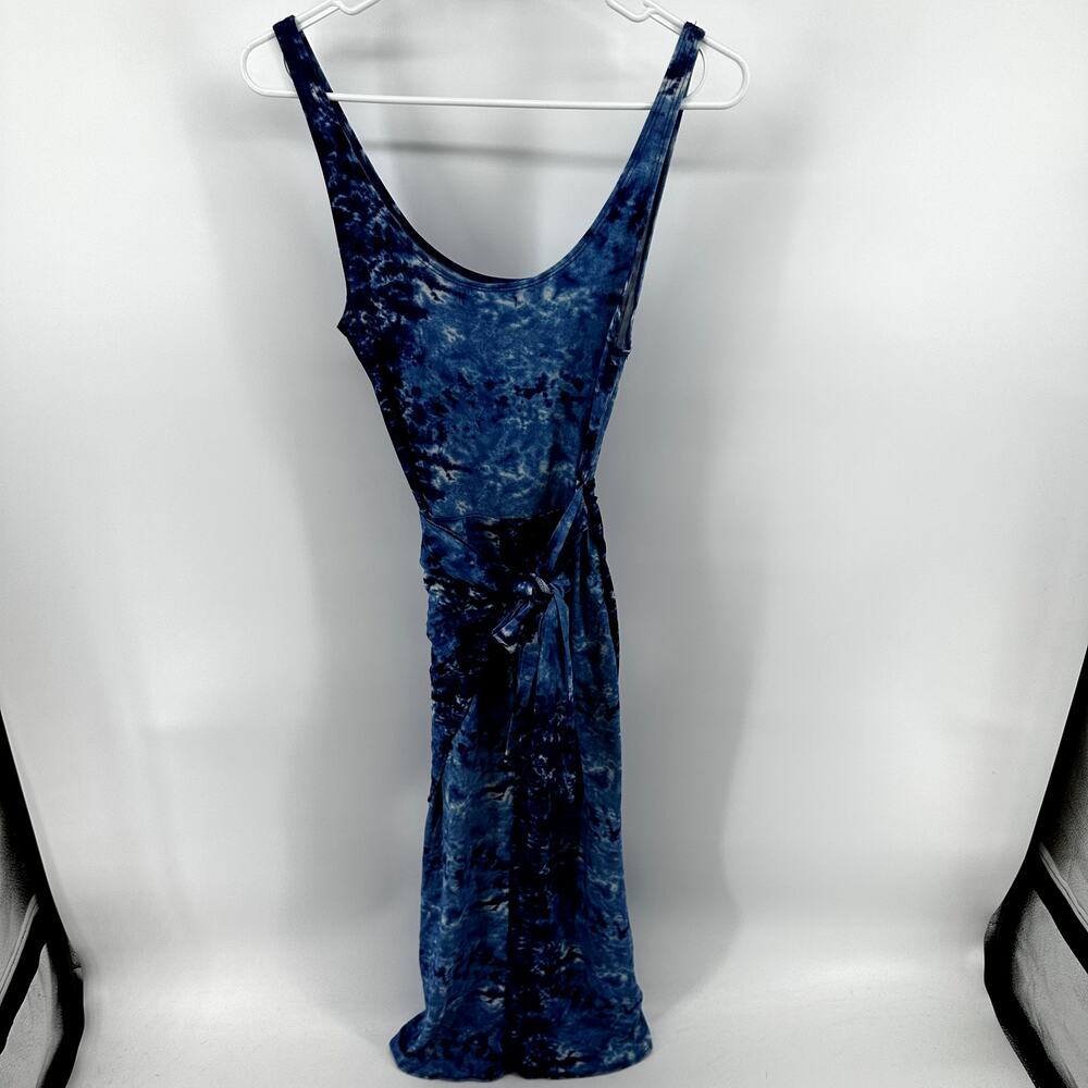 Reformation Jeans Kaila Midi Dress Wrap Sheath Knit Scoop Neck Tie Dye Blue XS - Picture 6 of 6